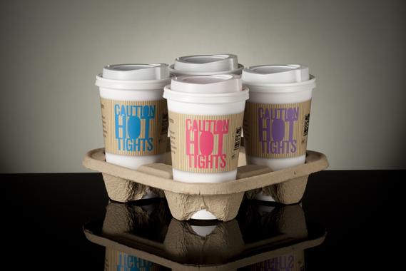 The Caution Hot Tights coffee cup design will be sold exclusively in 
